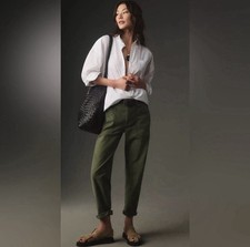 Pilcro Anthropologie The Wanderer Pants Relaxed Leg Olive Utility Women 28