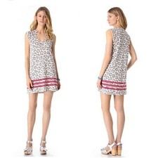 Marc Jacobs Sleeveless Cheetah Print Mini Dress Small Pima Cotton Boho Casual