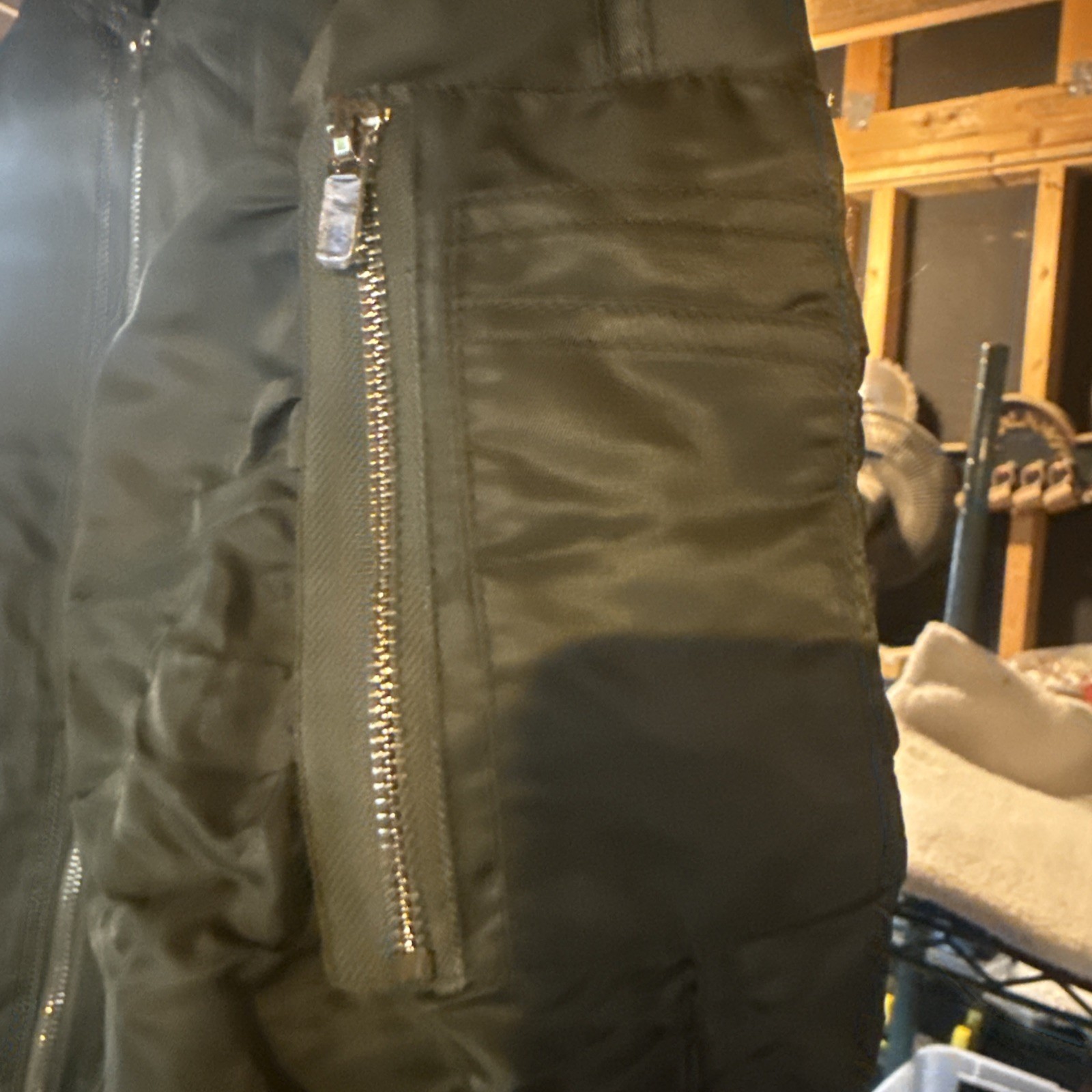 Jaywalker Olive Bomber Jacket Size Medium - image 3