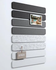 Cork Board Alternative Felt Strip Board 8-Pack 13"X2", Office Pin Board with 50 
