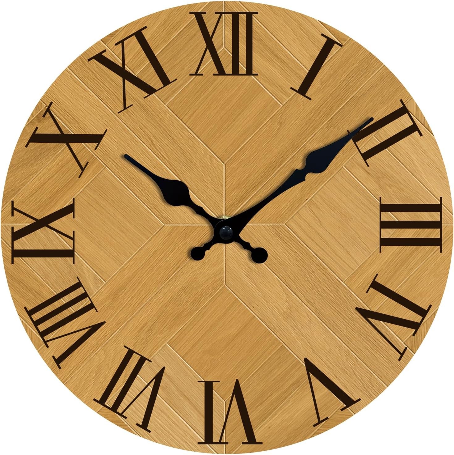 Roman Numerals Wall Clock Battery Operated Silent Non-Ticking Round Classic Vin