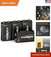 4pcs Carbon- Zinc 9 Volt Batteries- Smoke/CO Detectors Leakproof & Long-Lasting