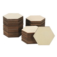50mm Wood Pieces 50 Pack Unfinished Hexagonal Wood Shapes Blank Wooden Cutouts