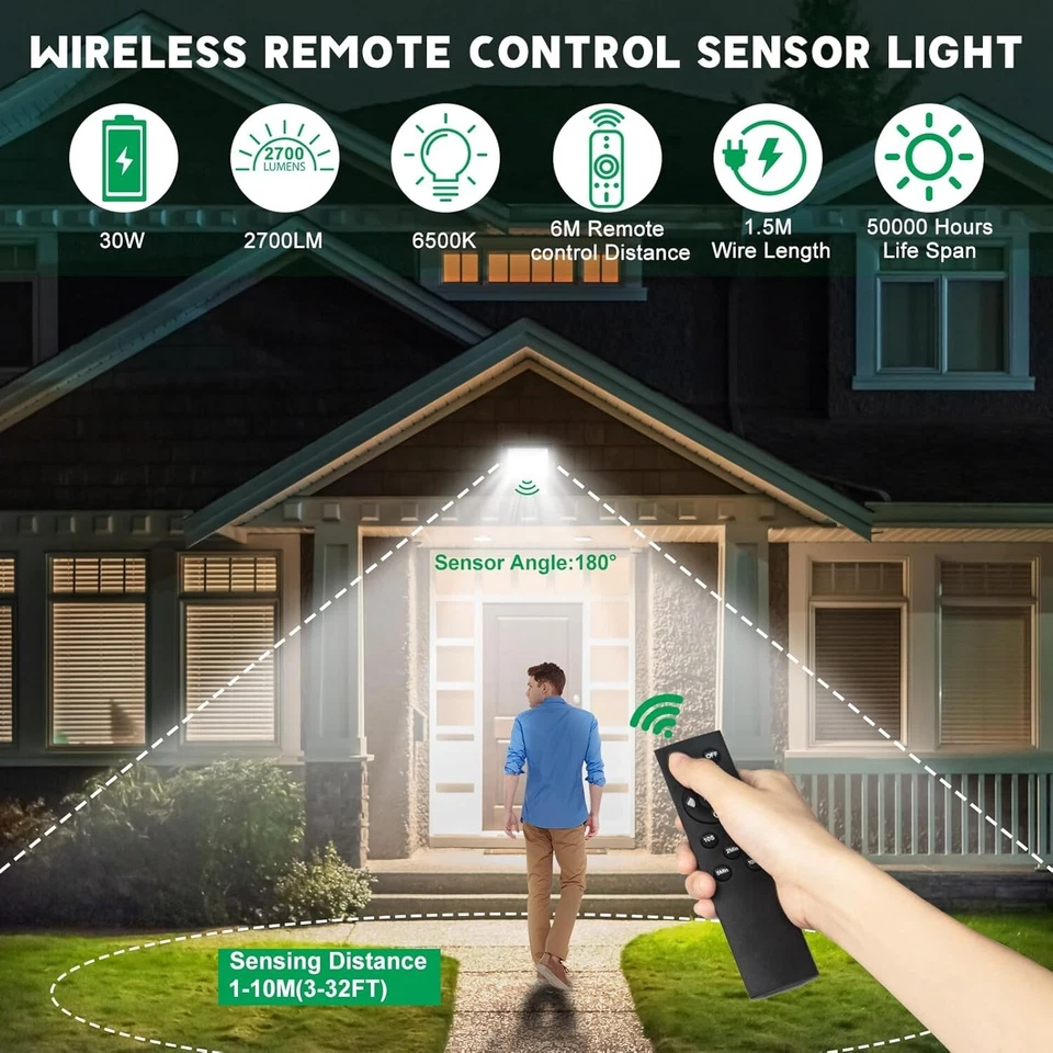 Best Outdoor Waterproof Garden Motions Sensor Floodlight PIR Motion Security 50W - Image 4 of 4