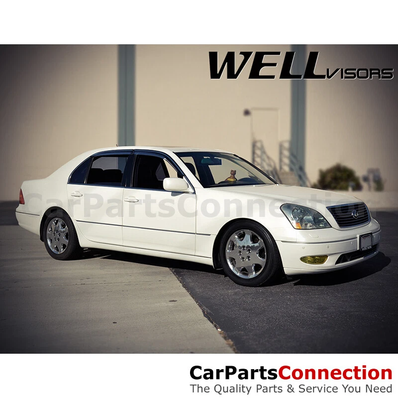 Viseras de ventana WellVisors 2001-2006 para Lexus LS430 deflectores laterales cromados Foto 3 de 4