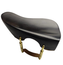 3pc Ebony Wood Black Chinrest of Violin,Ear shape,4/4 size, Installed clamp Cork