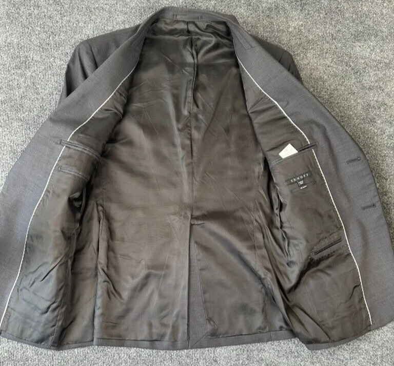 Theory Chambers Model Solid Gray 2-Btn Wool Stretch Blazer Jacket 38S - Image 2 of 4