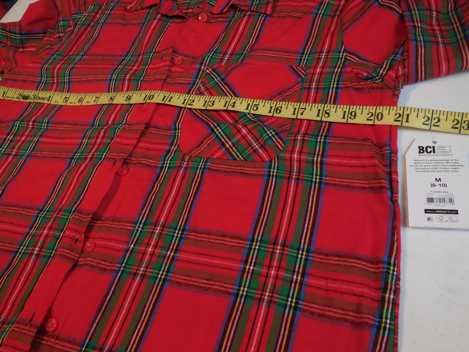 NWT Time Tru Women s M 8 10 Red Green Plaid Cotton Flannel Button nwt-time-tru-women-s-m-8-10-red-green-plaid-cotton-flannel-button
