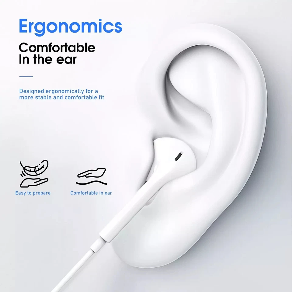 2X Bluetooth Wired Earphones for iPhone 14/13/12/11/XR/XS/X/8/7 - Image 2 of 4