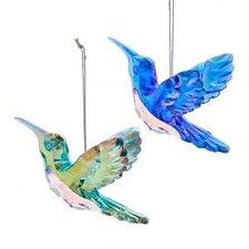 Set of 2 Peacock Hummingbird Ornaments T2816 w