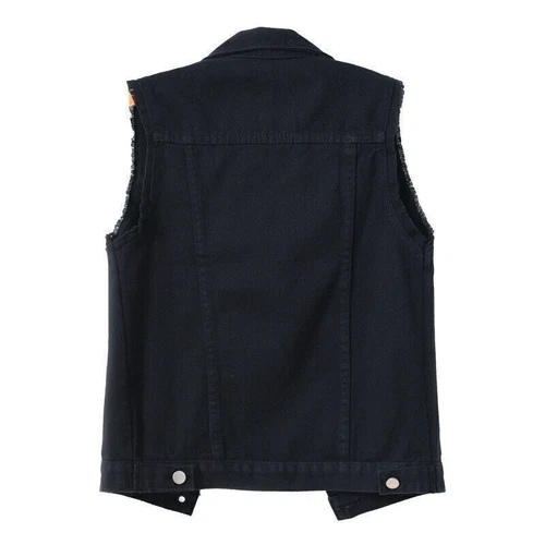 Stretch Cotton Denim Waistcoat Jacket Unisex Jean Gilet Sleeveless Jacket 2024@ - Picture 7 of 22