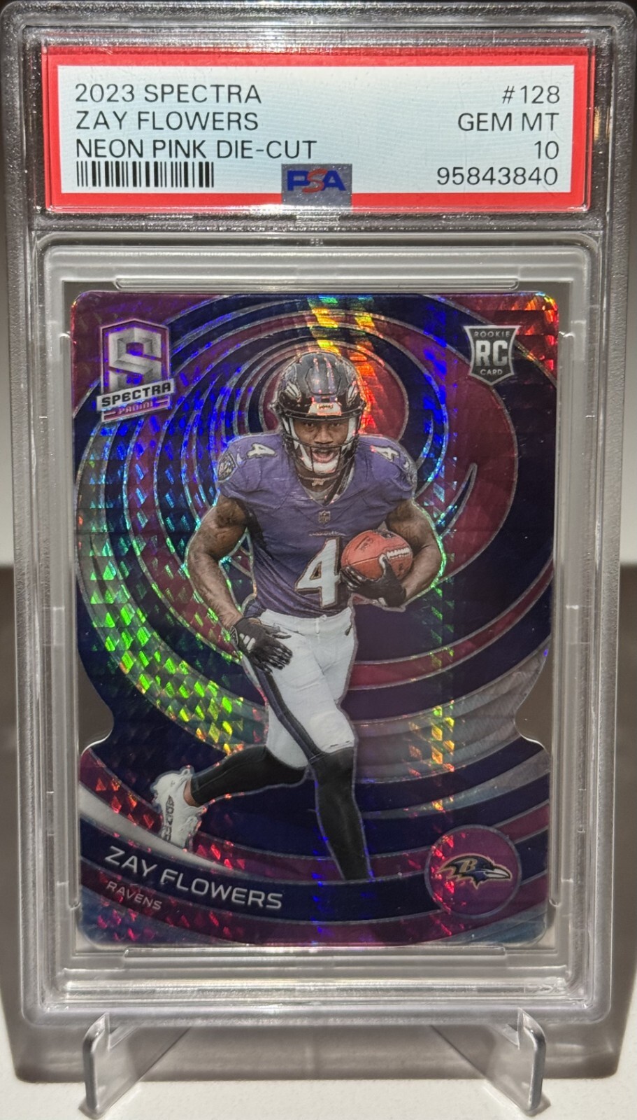 Zay Flowers Panini Spectra #128 Neon Pink Die Cut
