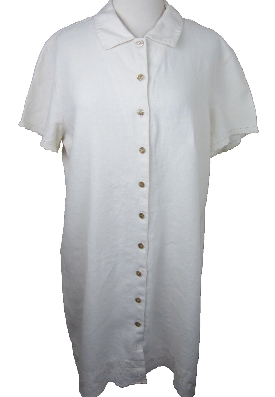 J. JILL Linen Dress Women's L Ivory Button Up Sho… - image 1