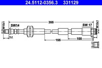 ATE 24.5112-0356.3 Bremsschlauch 355 Mm FüR Abarth 500 595 695 500C 595C 695C