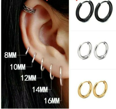 Hinvan 5 Paia Orecchini A Cerchio Acciaio Inox 316L Per Uomo E Donna – Set Da 8mm A 16mm, Colore Argento, Con Confezione Regalo - 2