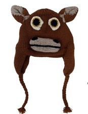 Alpaca real Peru kids Chullo Cow Hat 100 wool knit made in Peru