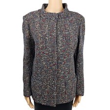 Chanel Womens Multicoloured Wool Blend Tweed Jacket Size 44