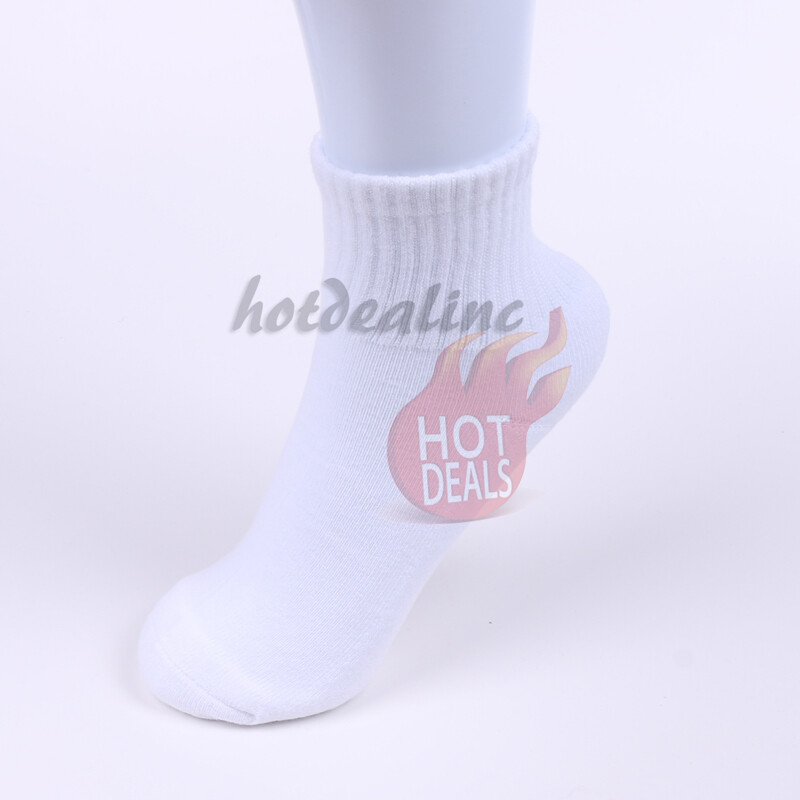 3-12 Pairs Ankle Quarter Crew Mens Sports Socks White 2 Tones Cotton Size 9-13