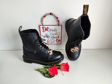 Dr Doc Martens 1460 pascal Bentley II heart leopard black ankle boots UK 5 US7