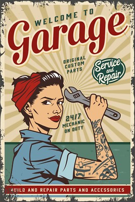 Holzschild 20x30 Welcome to Garage Service and Reperatur Willkommen in der Garag
