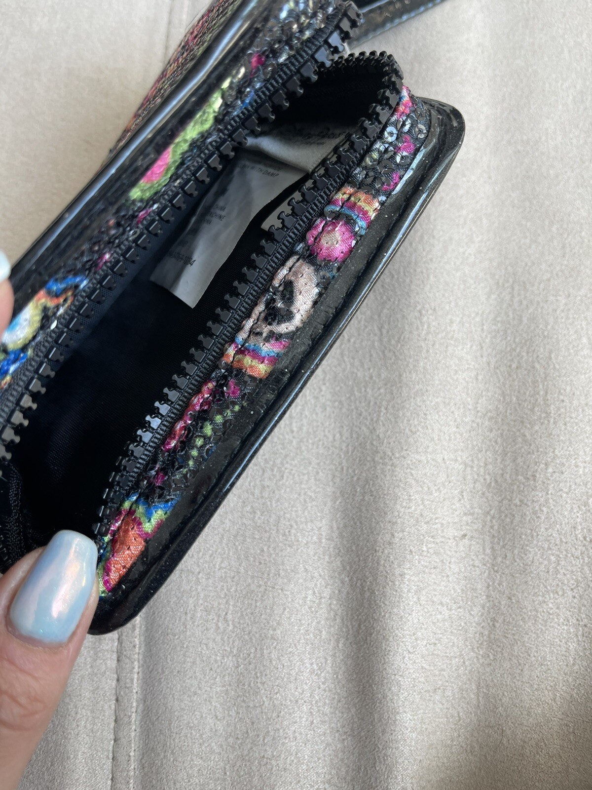 NEW Disney Parks Black Sequin Wristlet Clutch Wallet Card Purse ID Holder Bag