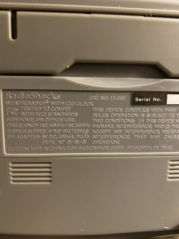 Radio Shack NOAA Weather Radio with Lcd Clock with Snooze 12-260 Vintage - Image 4 of 4