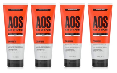 Art Of Sport COMPETE Shampoo & Body Wash With Tea Tree Aloe Vera 10oz - 4 PACKS