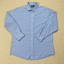 Lauren Ralph Lauren Dress Shirt Mens XL 17 Slim Fit Blue White Check Formal