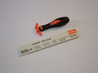 "3506 Stihl Feile FH1 Feilenhalter Und 6 X Rundfeile 1/4\" 3/8\" Hobby 3,5 Mm"