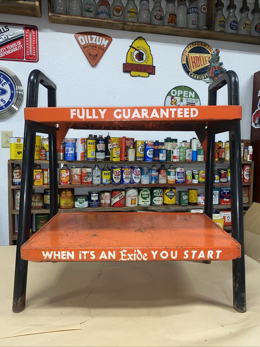 Vintage 80s Industrial Display Rack 引取限定 Vintage Exide Battery Display Rack - Gas Station Stand, Oil