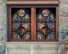 3D Church Man D343 Window Film Print Sticker Cling Stained Glass UV Block An