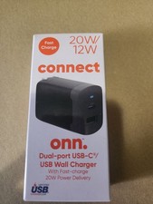 Dual Port USB-C/USB Wall Charger Onn.
