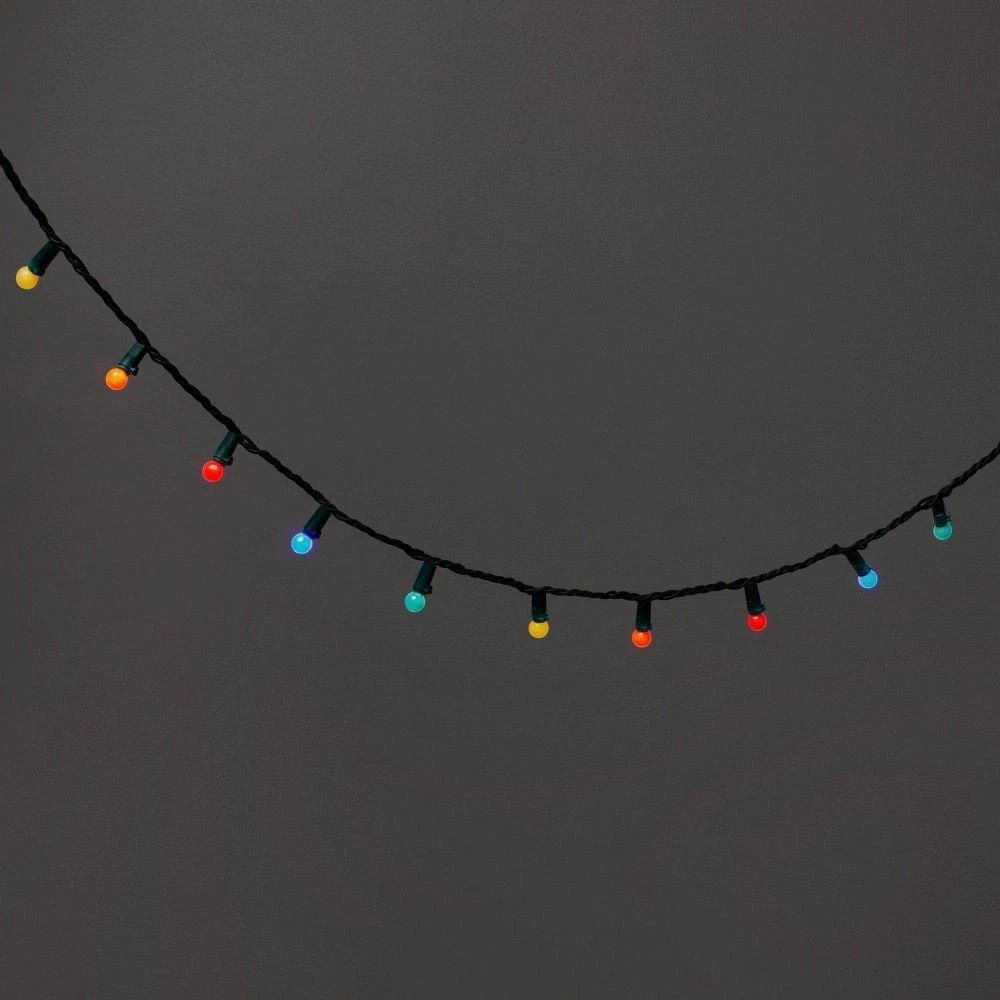 Multicolor LED Globe String Lights Black Wire Decor on Black Wire