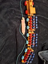 Vintage Wooden Train Set with 30 Soldiers 80s/90s Counting Math Toy