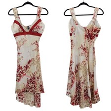 Vtg 90s Windsor Satin Red Floral Baby Doll Slip Dress Sz M USA Fairy Grunge Glam