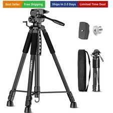 Lightweight 67.72-Inch Adjustable Laser Level Tripod with 3-Way Swivel Pan He...