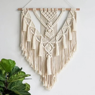 Makramee Wandbehang Boho Chic gewebter Wandteppich geometrische Kunst Zuhause Schlafsaal Dekor