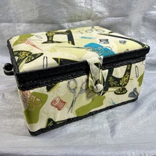 SINGER Sewing Machine Fabric Padded Basket Organizing Sewing Box