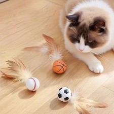 Cat Pet Interactive Teasing Toy Indoor Play Balls Toys Bouncing Pompom Kittens
