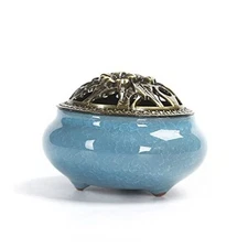Ceramic Incense Burner, Ceramic Incense Burner with Lid, Cone Incense Burner, 