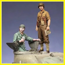 1/35 Scale Resin Figures Model WW2 US Army Tank Soldier GK Kits 2 Soldiers Ho...