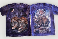 2 The Mountain T-Shirts Tami Alba -Wolves & Bergamo -Against All Odds Bison Sz S