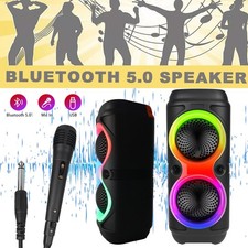 Portable Wireless Bluetooth Speaker Stereo Bass TWS Function RGB Light W/Micro