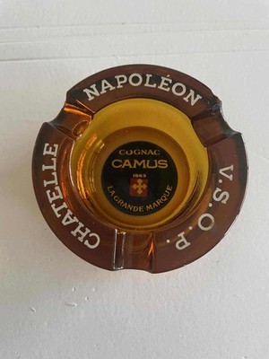 Camus Cognac Ashtray Napoleon V.S.O.P Amber Glass La Grande Marque 1863 Vintage