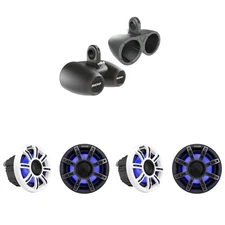 Kicker Premium Marine 6.5 51MSC65 (2 Pair ) With 12KMTED Black Dual Enclosure...