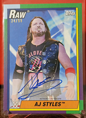 Topps 2021 Heritage WWE AJ Styles Autographs Insert Auto #A-AJ 24/99