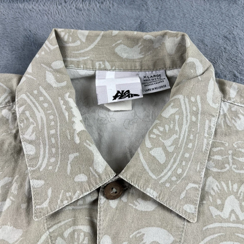 Vintage 90s No Fear USA Beige Geometric Button-Up Hawaiian Shirt Mens XL USA Y2K - Image 4 of 4