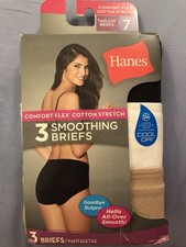 Hanes Women's Seamless Smoothing Briefs 3-Pack Size 7/L Underwear Cotton Spandex