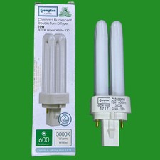 Image of 1x 10W Crompton G24d-1 2 pin, Low Energy CFL PL-C Light Bulb 830 3000K Lamp