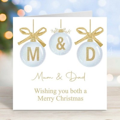 Kugeln personalisierte Weihnachtskarte Mama & Papa / Nanny & Opa usw.